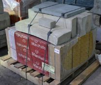 1 x Pallet Lot of 26 x Buff Tactile Blister Paving Slabs Plus Curb Bricks - Unused - Size: