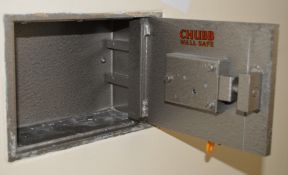 1 x Vintage Chubb Wall Safe - Buyer to Remove - Includes Two Keys - 21.5 x 15 cms - Internal Depth