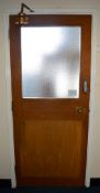 1 x Vintage Solid Oak Internal Door With Safety Glass, Quiggins Mersey Liverpool Soft Close