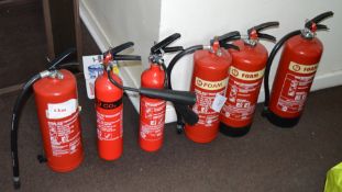 6 x Various Fire Extinguishers - Unused With Seals - 2kg Carbon Dioxide and 6 Litre AFFF Foam