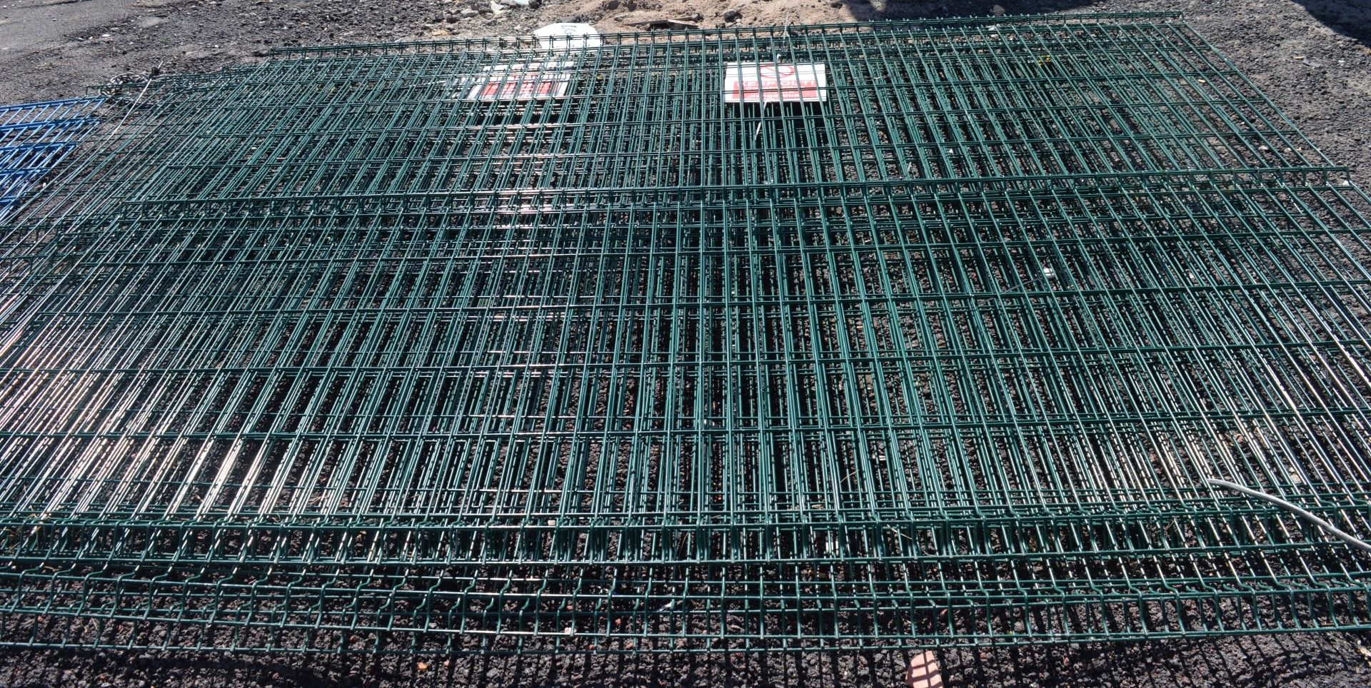 7 x Sections of Wire Fence in Green - Includes Fence Posts - Each Panel Measures 300 x 250 cms -