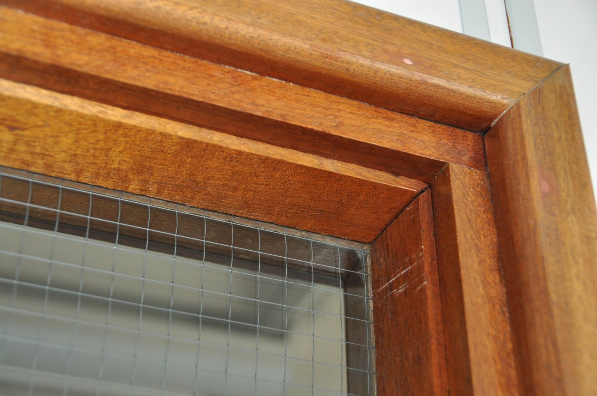 1 x Huge Vintage Oak Window Frame With Wire Mesh Security Glass - Size: 287 x 96 cms - Approx 9 Feet - Image 2 of 3