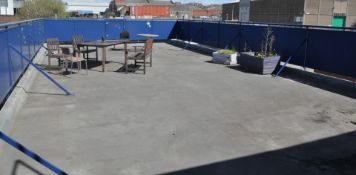 1 x Large Collection of Rooftop Safety Barrier Railings - Blue Steel Railings With Supports and