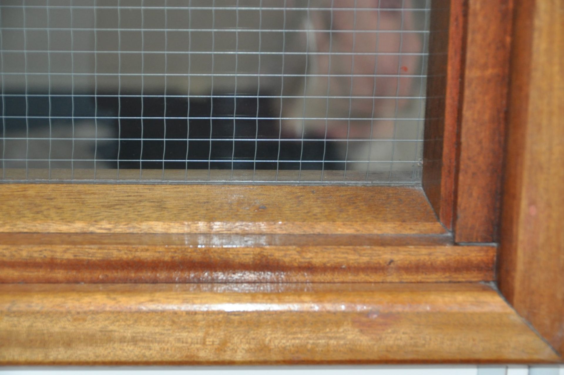 1 x Huge Vintage Oak Window Frame With Wire Mesh Security Glass - Size: 287 x 96 cms - Approx 9 Feet - Image 3 of 3