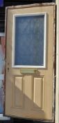 1 x Composite Wooden External Door With Privacy Glass and Hardwood Door Frame - Frame Size: 202x92cm