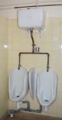 2 x Vintage Twyfords Urinals With Divider, Cistern and Spreaders - Vitreous China - Buyer to