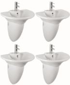 4 x Vogue Bathrooms TARIFA Single Tap Hole SINK BASINS with Semi Pedestals - 630mm Width - Brand New