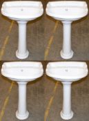 4 x Vogue Bathrooms AUBURY Single Tap Hole SINK BASINS With Pedestals - 580mm Width - Brand New