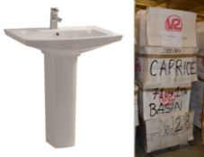 Pallet Lot TWENTY (20) Vogue Bathrooms CAPRICE Single Tap Hole SINK BASINS With Full Pedestals -