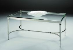 1 x Chelsom "CLASSIC" Designer Coffee Table - Glass Topped On An Elegant Metal Frame With Tapered