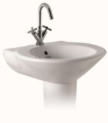 1 x Vogue Bathrooms TEFELI Single Tap Holes - Bathroom SINK BASIN with Pedestal - 550mm Width -
