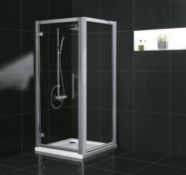 1 x Vogue Bathrooms Aqua Latus 800 Hinged Shower Door - Polished Chrome Finish - 8mm Clear Glass -