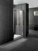 1 x Aqua Latus 1000mm Slider Shower Door - 8mm Thick Clear Glass - Chrome Finish - Chrome on Brass T