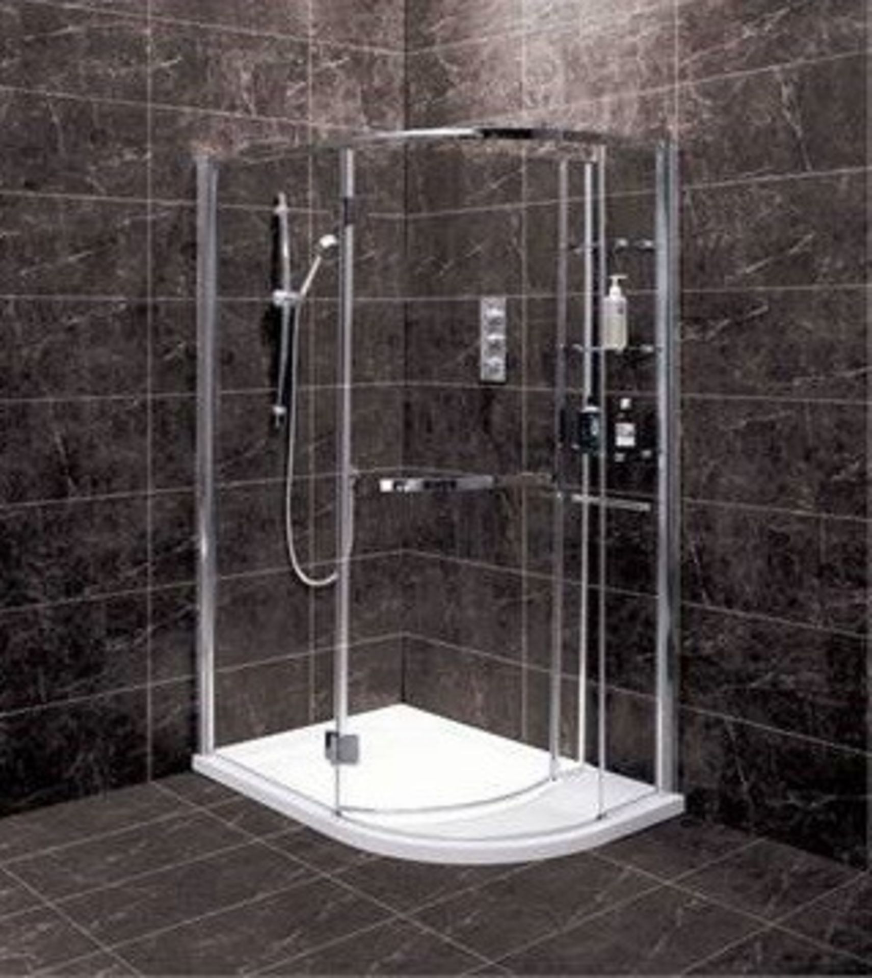 1 x Vogue Tetris Aqua Lotus Left Hand Shower Enclosure With Slimstone Stone Resin Low Profile Shower