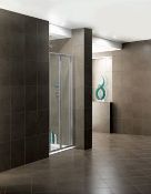 1 x Vogue Sulis 800mm Bifold Shower Door - Polished Chrome Finish - 6mm Clear Glass - T Bar