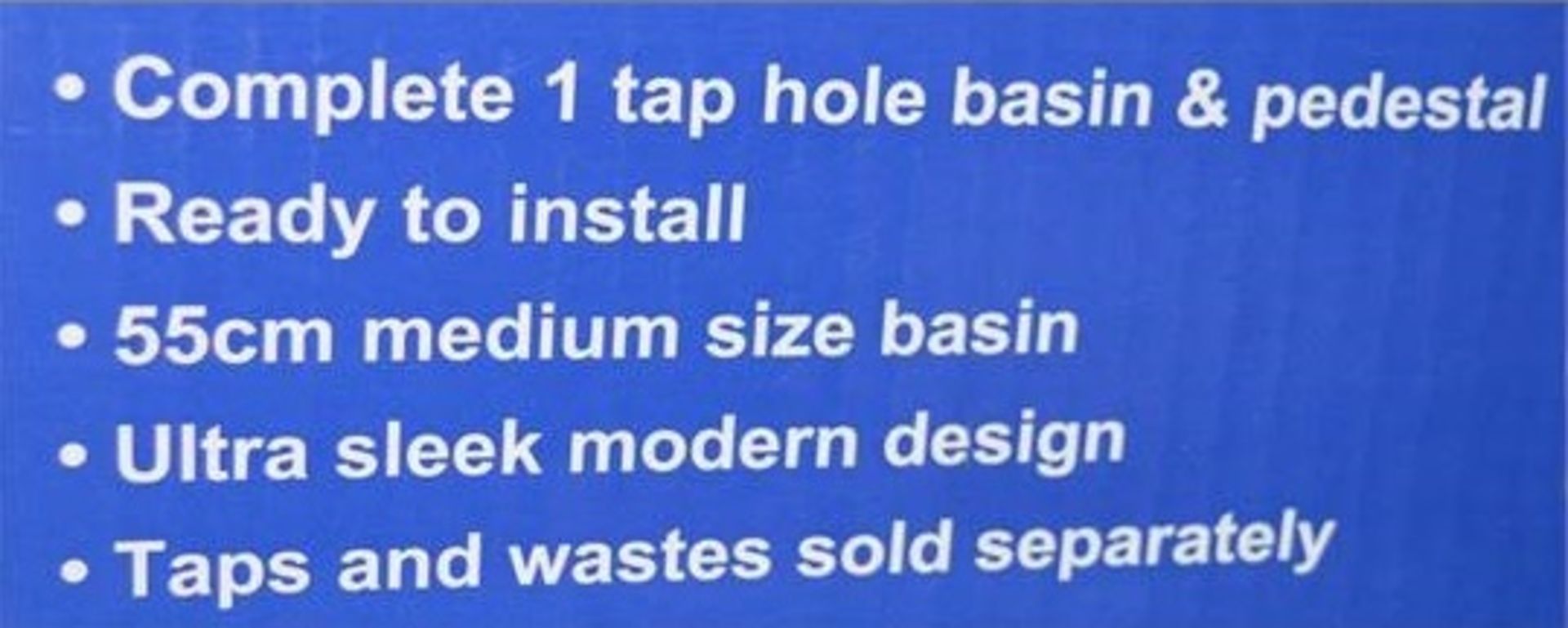 1 x Delux Xpress 1 Tap Hole 550mm Bathroom Sink Basin with Pedestal - Brand New and Boxed - Ultra - Image 4 of 4