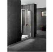 1 x Aqua Latus 1000mm Slider Shower Door - 8mm Thick Clear Glass - Chrome Finish - Chrome on Brass T