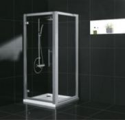 1 x Vogue Bathrooms Aqua Latus 760 Hinged Shower Door - Polished Chrome Finish - 8mm Clear Glass -