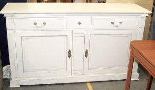 1 x Shabby-Chic Cream Sideboard – 3 Drawer / 2 Door – Ref CH008 - 6ft Wide – Ex Display Stock In