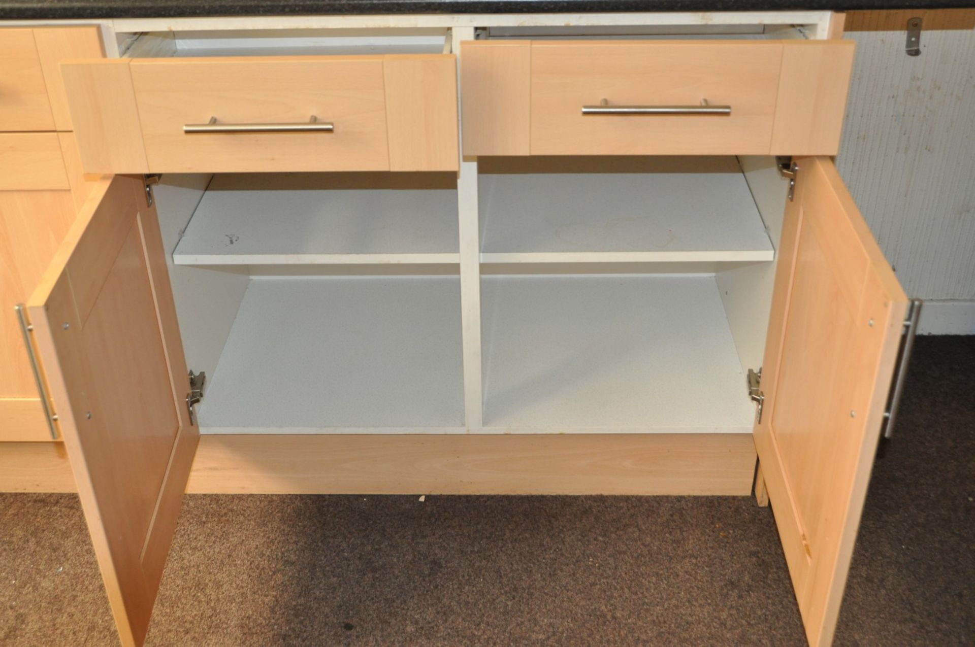 1 x Selection of Fitted Kitchen Units With Beech Shaker Style Doors and Worktop - Ideal For - Image 2 of 7