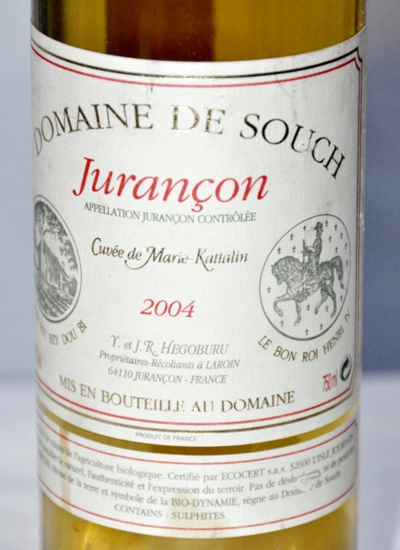 1 x Domaine de Souch Cuvee Marie Kattalin, Jurancon, France – 2004 - Volume 12.5% - 75cl – Ref W1069 - Image 2 of 3
