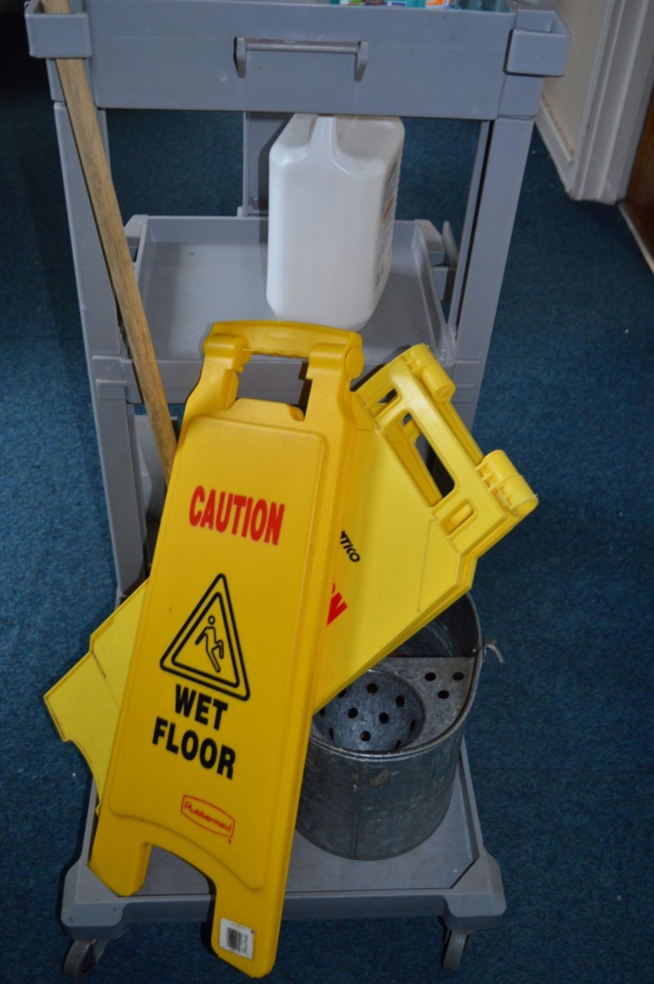 1 x Contico Struct-O-Cart Mobile Cleaning Trolley in Grey Includes Two Wet Floor Signs and Other - Image 2 of 7