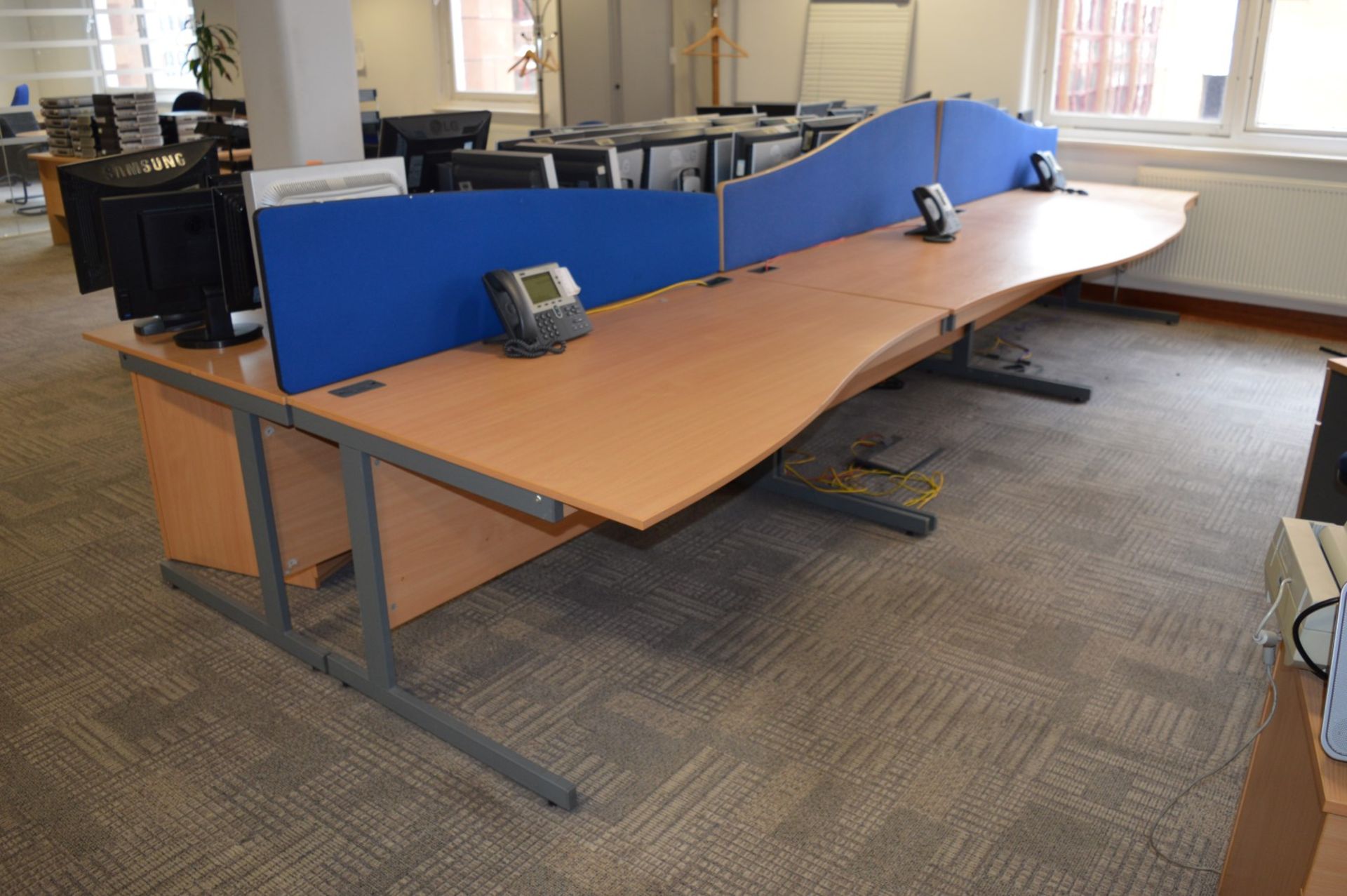 6 x Imperial Office Desks With Partition Dividers - Includes 3 Left Hand & 3 Right Hand Desks -