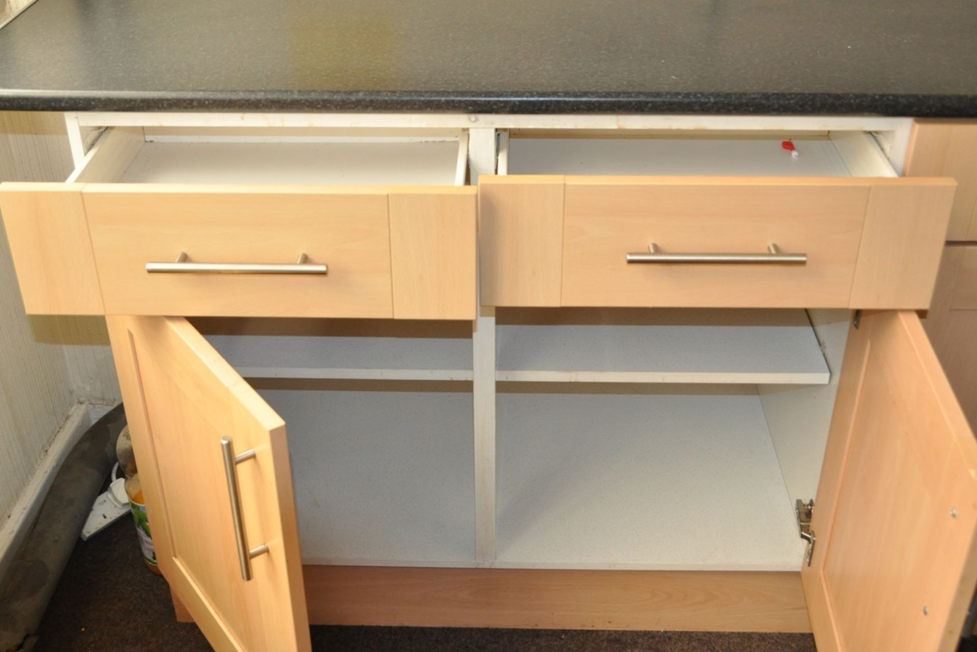 1 x Selection of Fitted Kitchen Units With Beech Shaker Style Doors and Worktop - Ideal For - Image 7 of 7