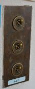 14 x Vintage Brass Light Switches - Lot comprises of 9 Single Switches, 4 Double Switches and 1