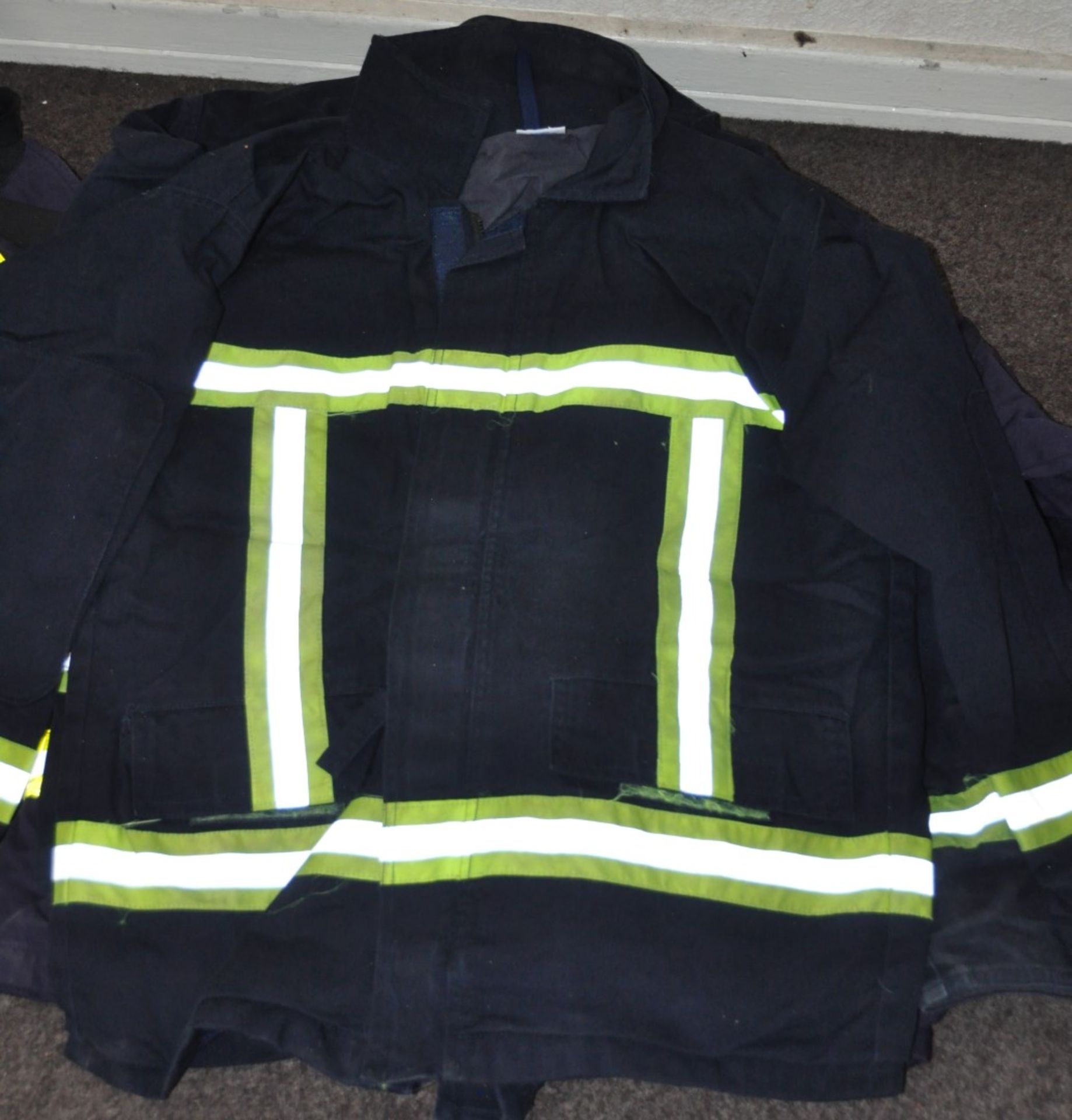 9 x Fire Fighters / Emergency Services Uniforms - 9 Sets of Pants and Jackets - Sizes Include Medium