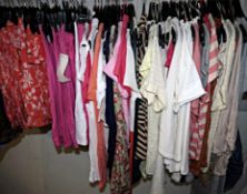 97 x Items Of Assorted Women's Clothing – Box419 – Tops, Boobtubes, Shorts & More - Sizes Range From