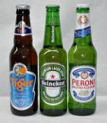 24 x Various Alcoholic Bottled Beers - All 330ml Bottles - Lot Includes 9 x Heiniken, 7 Tiger & 8