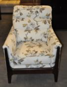 1 x Mahogany Framed Cintique Fabric Floral Chair – Ex Display - Dimensions : 77x82x96cm – Dimensions