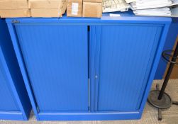 1 x Silverline Office Storage Cabinet With Tambour Sliding Doors - BLUE - Does NOT Include Key -