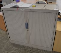 1 x Office Storage Cabinet With Tambour Sliding Doors - Does NOT Include Key - H102 x W120 x D45