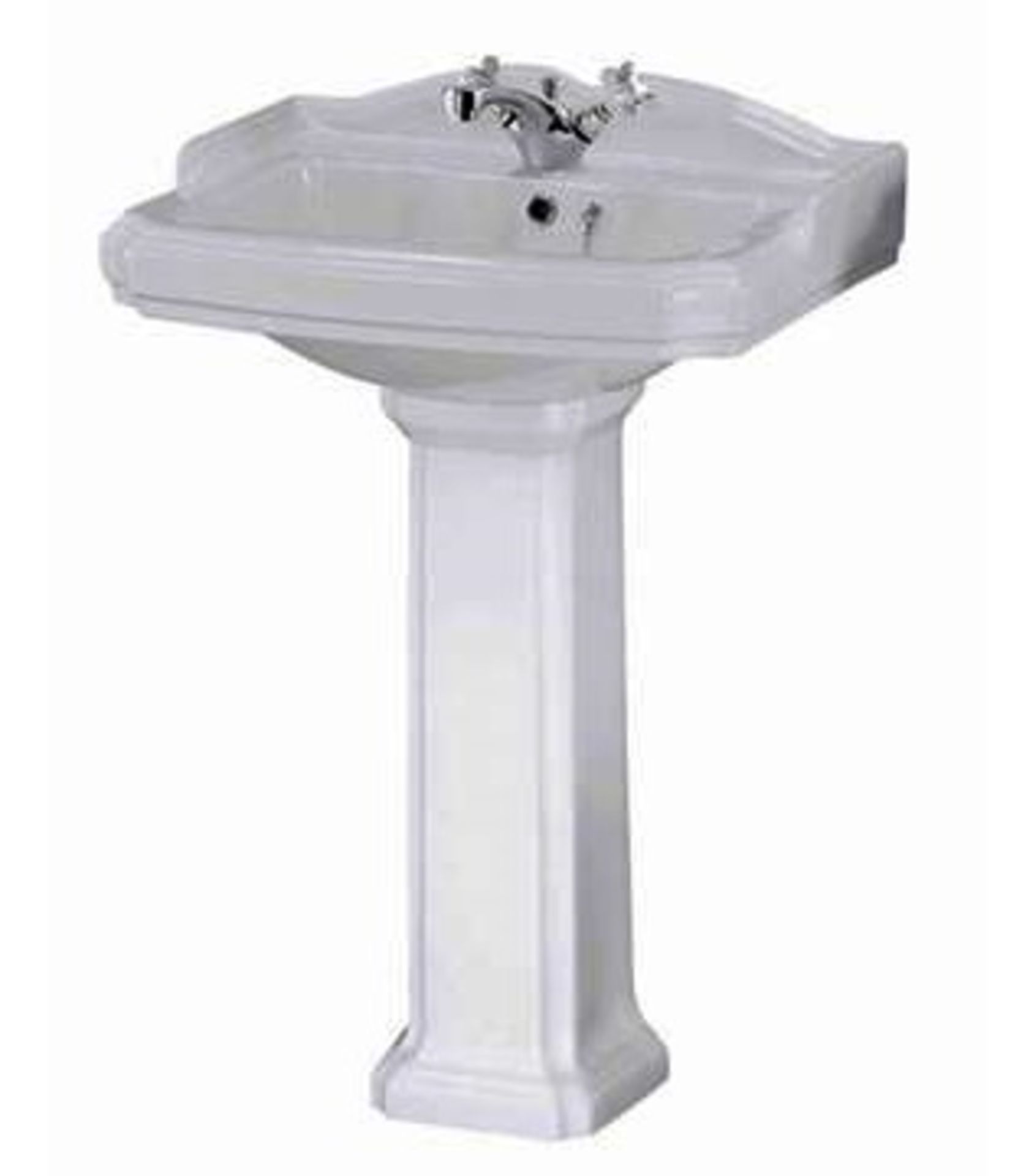 4 x Vogue Bathrooms LEGEND Victorian Style Single Tap Hole SINK BASINS With Full Pedestals - 600mm x - Image 2 of 2