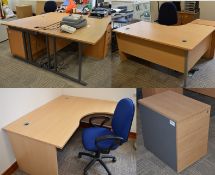JOB LOT Quantity of OFFICE FURNITURE Includes 13 x Office Desks, 7 x Various Office Chairs and 14