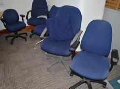 5 x Various Office Chairs - Blue Fabric Swivel Ergonomic Office Chairs - Various Conditions - Ref