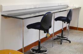 1 x Large Breakfast Bar With Two Luxury Office Stools - Ideal For Staff Room or Canteen - Galaxy