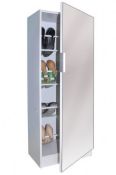 1 x Mirrored Shoe Storage Cabinet - White Finish - Brand New & Boxed - CL112 - Location: Blackburn