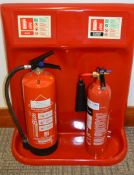 1 x Fire Extinguisher Assembly Point With Water and Carbon Dioxide Extinguishers - Seals Intact -