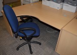 1 x Ergonomic Office Desk With Office Chair - Left Hand - Quality Modern Office Desk With Birch