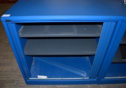 1 x Silverline Office Storage Cabinet With Tambour Sliding Doors - BLUE - Does NOT Include Key -