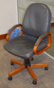 1 x Grey Leather Executives Office Swivel Chair - Comfortable Office Chair - Ideal For Executives,