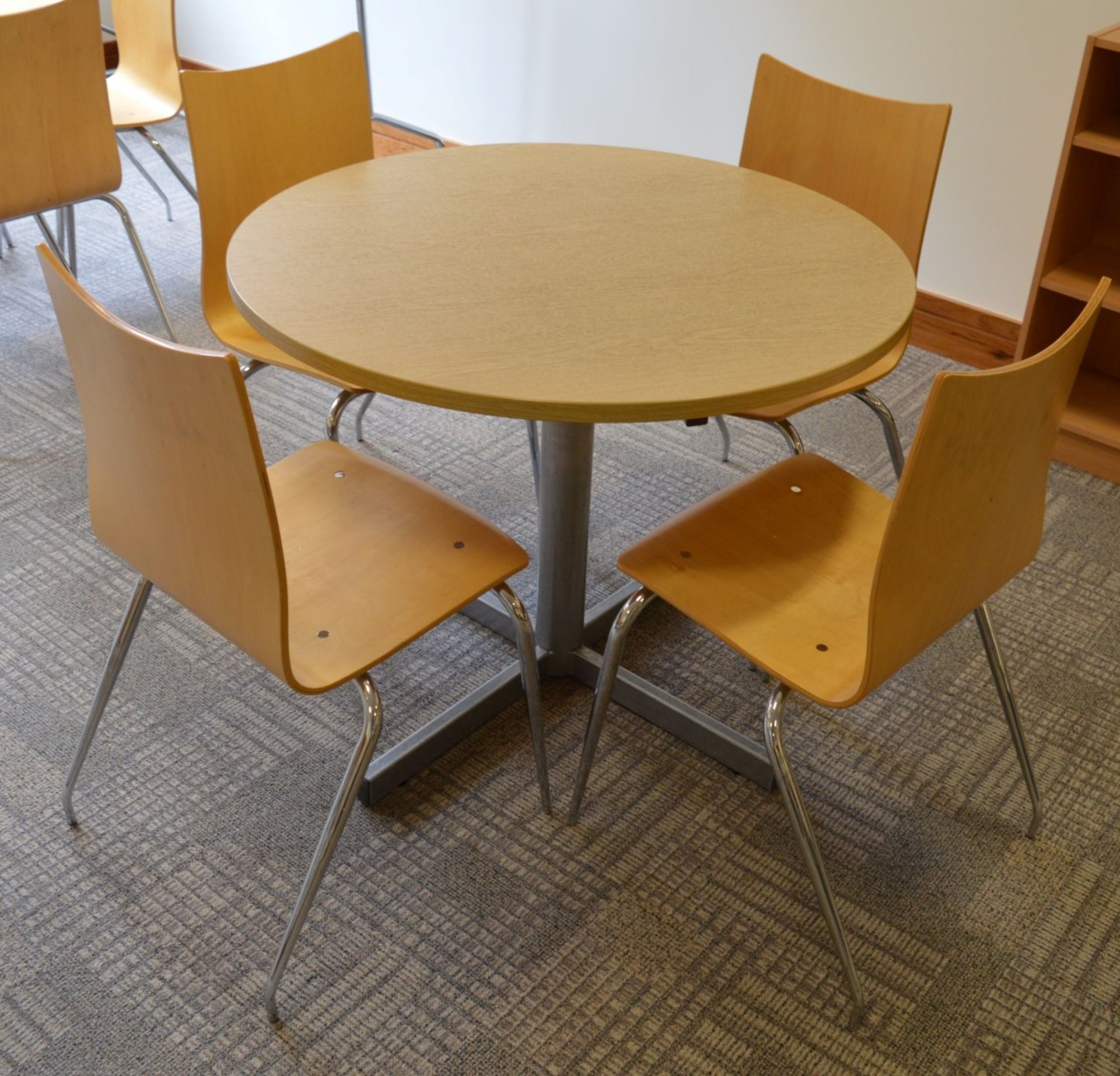 1 x Staff Room Table With Four Matching Chairs - Oak Table Finish and Beech Chairs - Contemporay - Image 2 of 4