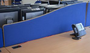 4 x Office Desk Partition Dividers - Blue Fabric - 160cm Width - SB018 - CL106 - Location: