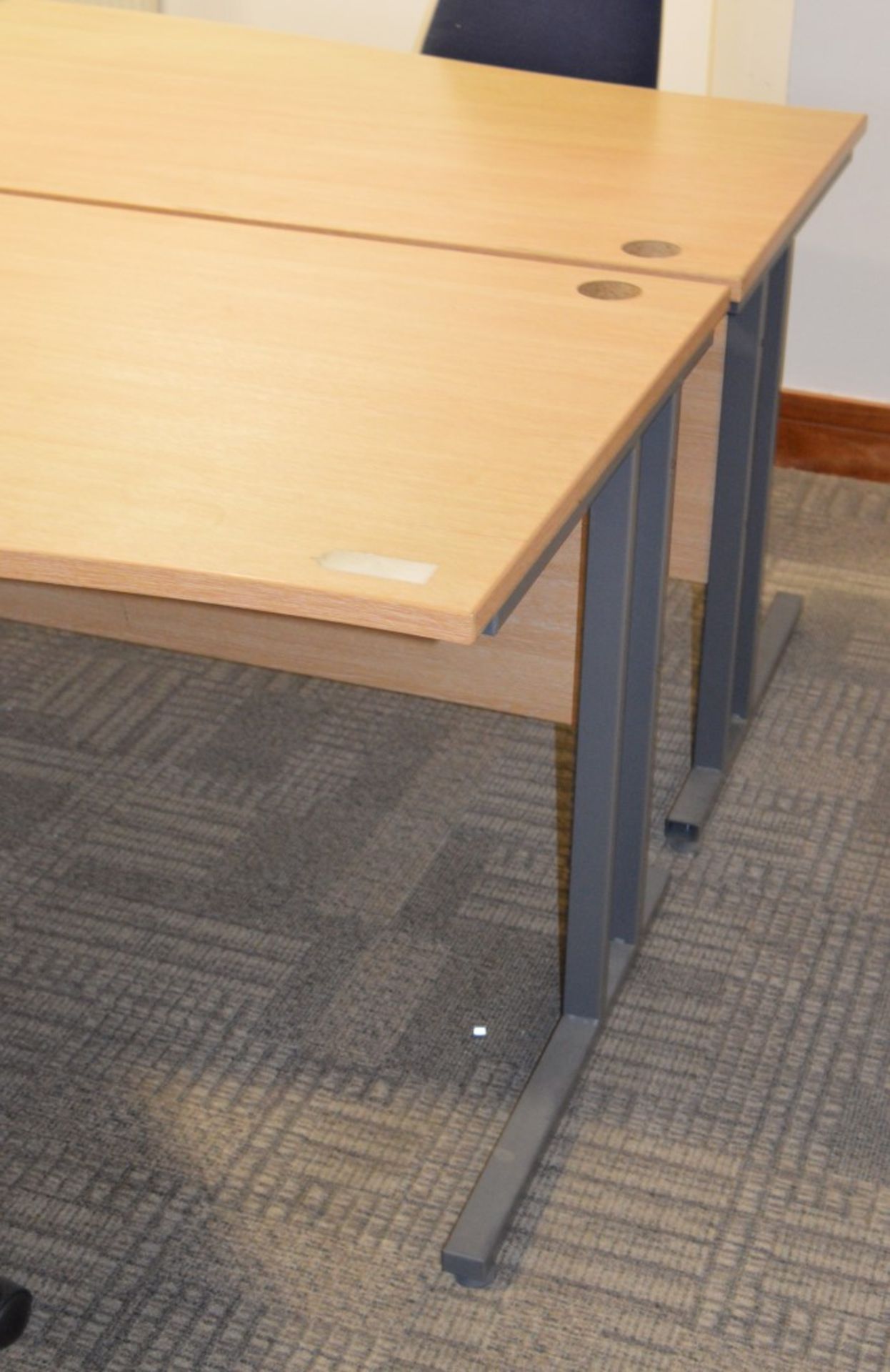 2 x Office Desks With Chairs - Beech Right / Right Hand Office Desks With Ergonomic Office - Image 3 of 4