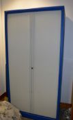 1 x Silverline Office Storage Cabinet With Tambour Sliding Doors - BLUE - Includes Key - H200 x W100