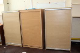 4 x Office File Storage Cabinets With Roller Shutter Doors - CL110 - NO VAT ON THE HAMMER -