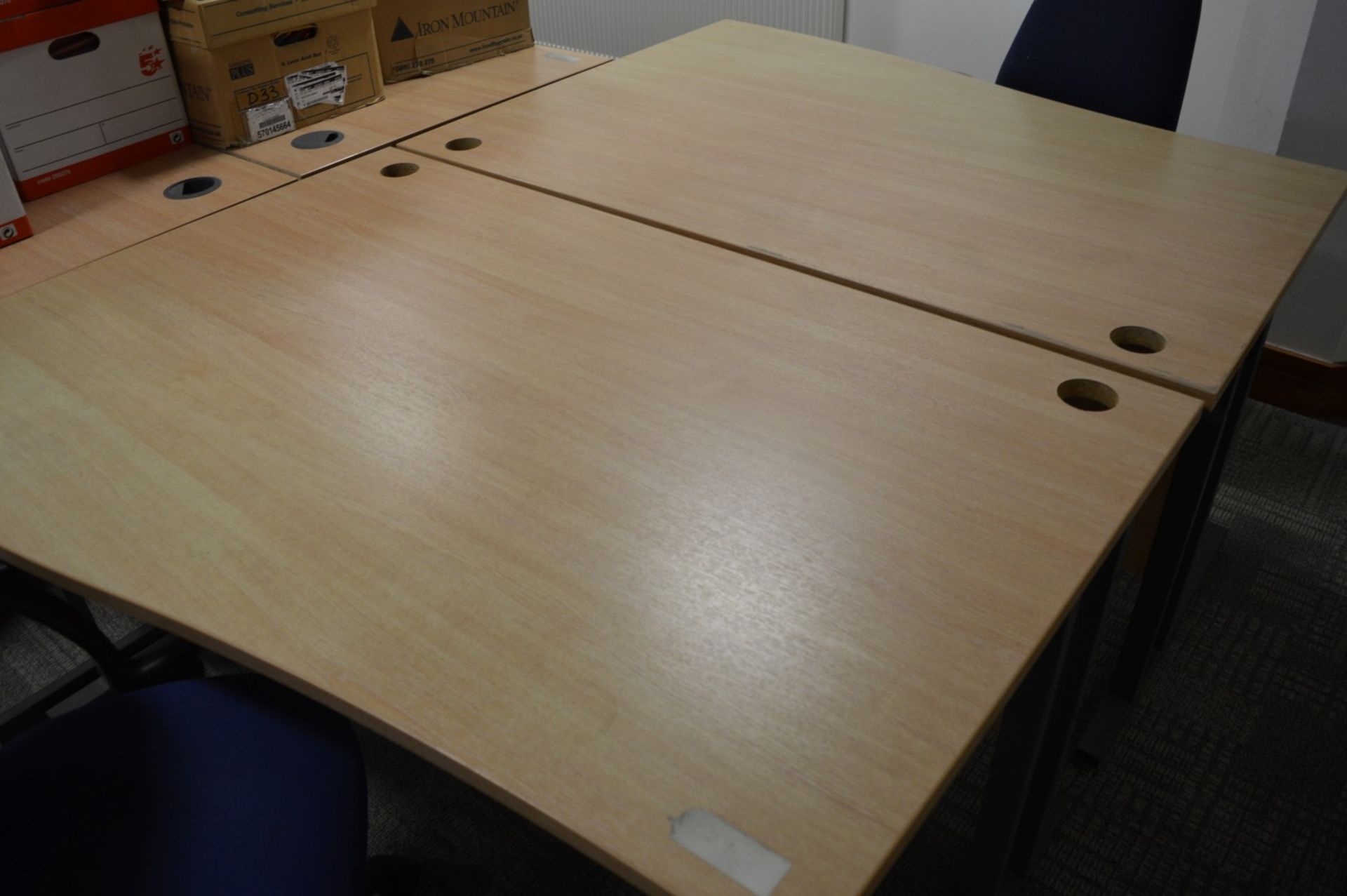 2 x Office Desks With Chairs - Beech Right / Right Hand Office Desks With Ergonomic Office - Image 4 of 4